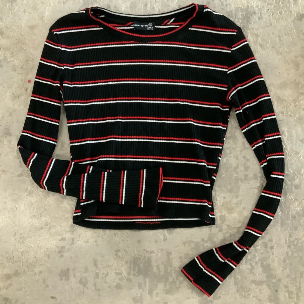 ribbed striped crop